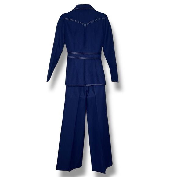 Vintage 70s Jerell of Texas Blue Sleeveless Jumpsuit Jacket Women Size 7 Western - Picture 6 of 16